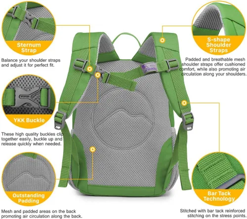 Vista 3 de MOUNTAINTOP Mochila para bebés y niños, 12.20 x 9.44 3.74 in, Verde césped