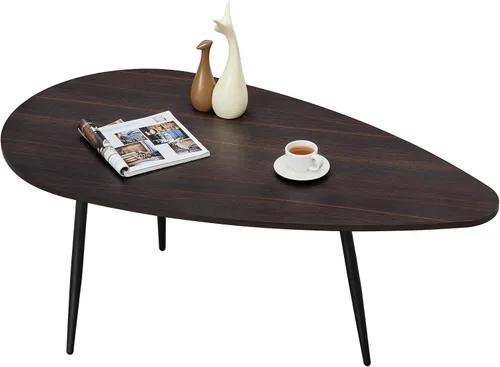 Vista 9 de SAYGOER - Mesa de centro pequeña negra moderna, mesas de café ovaladas retro, mesa de centro para espacios pequeños, mesa de café de mediados