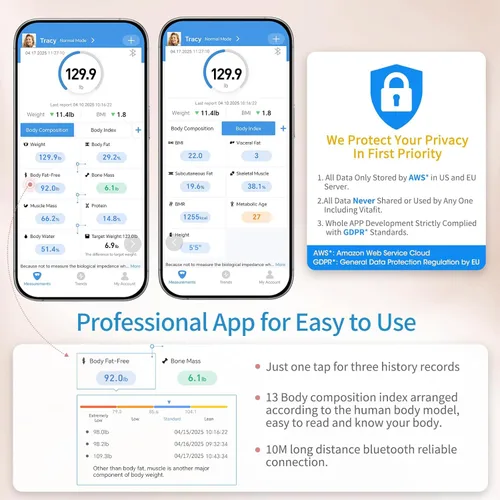 Vista 5 de Homebuds Smart Bathroom Scale for Body Weight, High Precision Assured by Weight Scale Professional Factory Since 2001, App Sync 13 Body Composition
