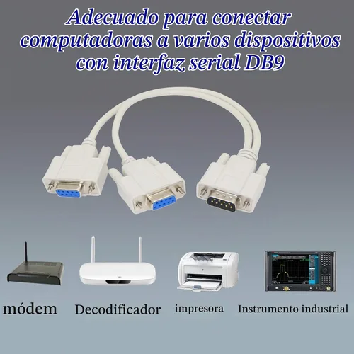Vista 7 de Cable divisor DB9 Y de 11.8 in DB9 9 Pin 1 macho a 2 hembra Rs232 Serial Splitter Adapter Straight Through Cable YOUCHENG para conectar varios