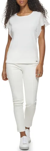 Vista 4 de Calvin Klein Camiseta de manga corta con textura de punto copetudo para mujer