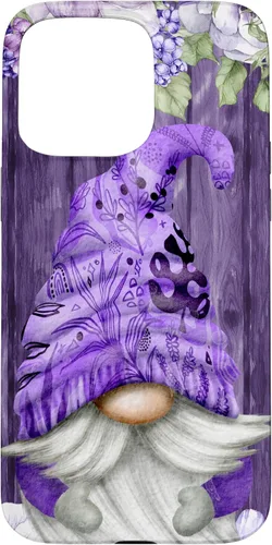 Vista 31 de Cute Purple Aesthetic Anemones Flower Pattern Lavender Gnome Case for iPhone 17