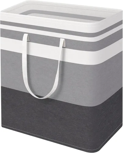 Vista 13 de HomeHacks Cesta grande de lavandería, canasta de lavandería impermeable, cesta de ropa independiente, cesta alta plegable con asas extendidas
