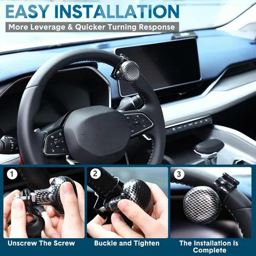 Vista 4 de 2 piezas de perilla giratoria para volante de vehículo, perilla de bola giratoria suicida, accesorios para autos, camiones, tractores, barcos