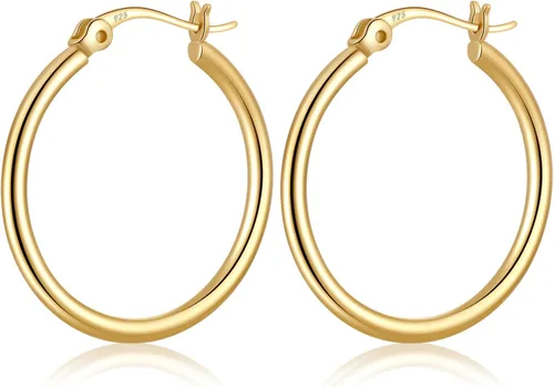 Aretes de aro chapados en oro de 14 quilates para mujer, hipoalergénicos, pequeños aretes de aro de oro, Plata Cobre, No es una piedra preciosa