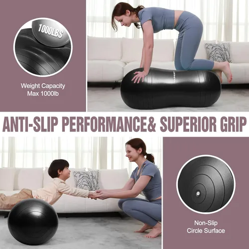 Vista 4 de INPANY Peanut Ball - Exercise Ball for Labor Birthing, Anti-Burst Physical Therapy for Kids, Core Strength, Flexible Seating, Home & Gym Fintness