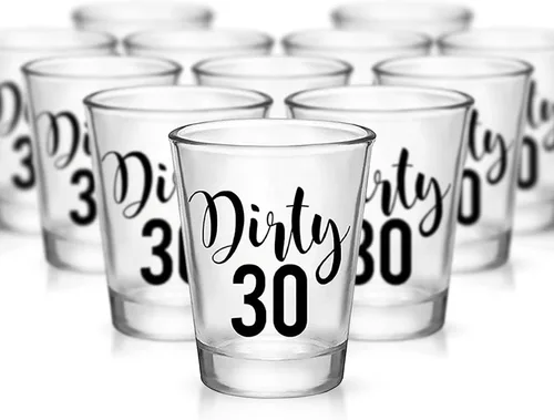 Vista 10 de Dirty 30 - Vasos de chupito de cumpleaños – 100 vasos de plástico desechables de 2 onzas, decoraciones de cumpleaños 30 para él o ella, regalos