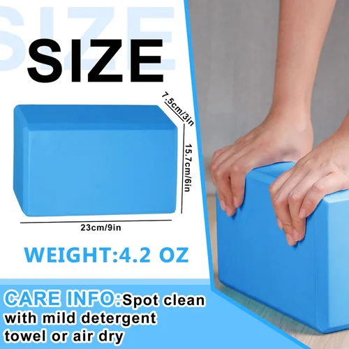 Vista 2 de 20 bloques de yoga de 9 x 6 x 3 pulgadas, bloques de espuma EVA de alta densidad, bloques de ejercicios de espuma de yoga que mejoran el equilibrio