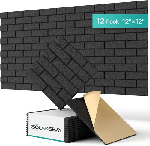 Vista 19 de Paneles de Pared Insonorizados Autoadhesivos, Paquete de 18 Paneles Acústicos Paneles Absorbentes de Sonido Panel de Pared de Ladrillo de Alta