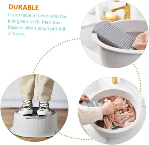 Vista 9 de Juego de lavabo grande para lavar la ropa, color gris, juego de lavabo de plástico para lavado de manos, lavabo multiusos