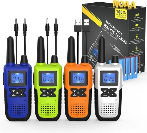 Vista 12 de Topsung Walkie Talkies Long Range for Adults Rechargeable with NOAA Weather Alert, Multi-Purpose 2 Way Radios 4 Pack for Team Work Seniors Care Kids