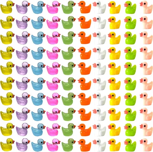 Cidinge 100 piezas Mini patos luminosos y patos de resina para decoración de micro jardín y casa de muñecas