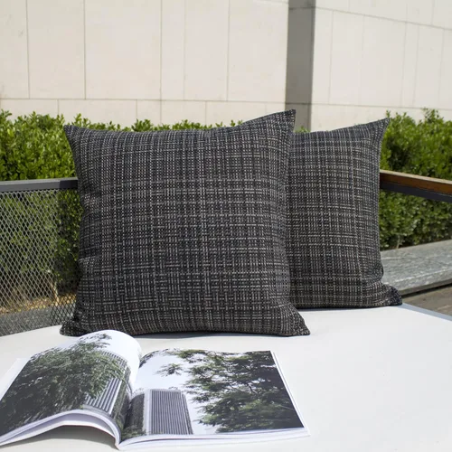 Vista 32 de Kevin Textile - Juego de 2 fundas de almohada decorativas para exteriores, impermeables, para jardín, patio, tienda de campaña, sofá, de 16 x 16