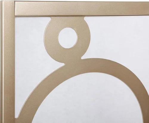 Vista 3 de Roundhill Furniture Arvada - Divisor de habitación de madera de 4 paneles con patrón circular, color dorado