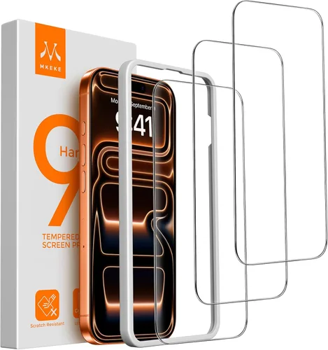 Vista 11 de Mkeke Protector de pantalla para iPhone Air, paquete de 3 unidades de vidrio templado [dureza 9H] [protección contra caídas de grado militar]