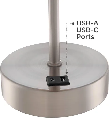 Vista 5 de 360 Lighting Justin - Juego de 2 lámparas de mesa decorativas de 18 pulgadas de alto con puertos USB A+C, cadena de tracción de carga con acabado