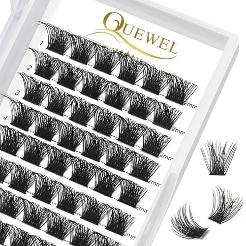 Vista 33 de QUEWEL Kit de extensión de pestañas DIY, racimos de pestañas 3D con 280 piezas, racimos de pestañas mixtas de 10-16 mm (30+40+50D), pinzas