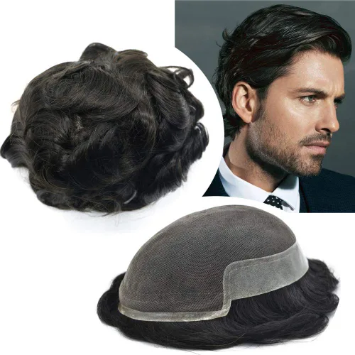Vista 67 de Tupé de encaje suizo para hombres, piezas de cabello humano real, encaje frontal, sistema de reemplazo de cabello tipo tupé, nudo blanqueado, línea