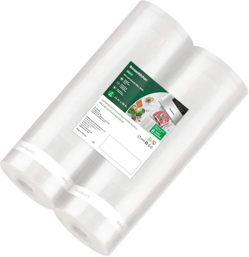 Vista 8 de Bonsenkitchen Bolsas Selladoras al Vacío, Rollos de 8" x 50' Paquete de 2 para Almacenamiento de Alimentos, Sin BPA, Resistente, Rollo de Alimentos