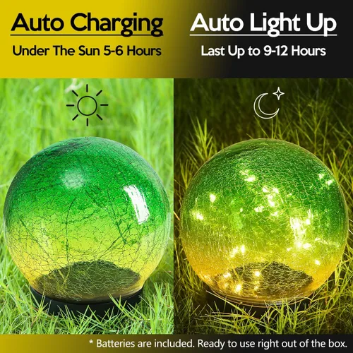 Vista 2 de Luces solares impermeables al aire libre IP65, bolas de luz solar LED para césped, jardín, patio, mesa, decoración artística, paisaje de patio