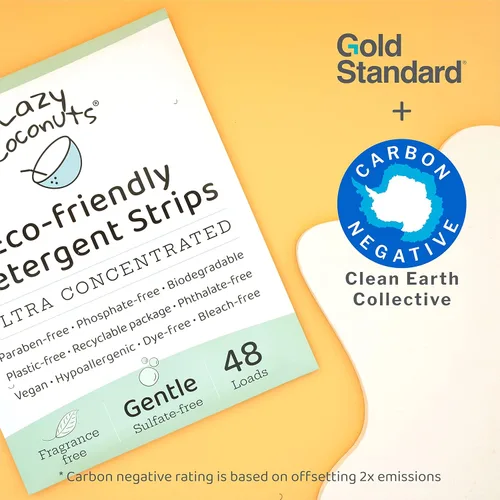 Vista 3 de LAZY COCONUTS Hojas de detergente para ropa – Sin sulfato – Suave – Para piel sensible, bebé, lavado a mano – Ecológico, natural, hipoalergénico