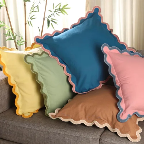 Vista 4 de Folkulture Fundas de almohada (18 x 18) Juego de 2 fundas de almohada festoneadas Fundas de almohada decorativas Almohadas decorativas