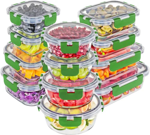 Vista 9 de Recipientes de vidrio de borosilicato premium de Magic Mill con tapas Juego de 24 piezas con 12 tazones y 12 tapas herméticas con cierre