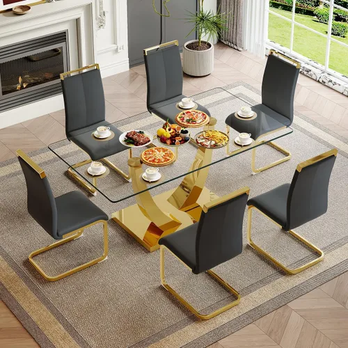 Vista 72 de Mesa de comedor moderna para mesa de comedor de mármol sintético de 4/6, 63 pulgadas, mesa de cocina rectangular, mesa de cocina y comedor de fácil