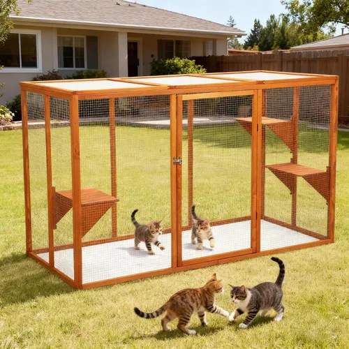 Nyeekoy Catio Recinto para Gatos al Aire Libre, 71" Catios Grandes para Patio de Gatos, Recintos Exteriores para Gatos, Catio con Techo Impermeable