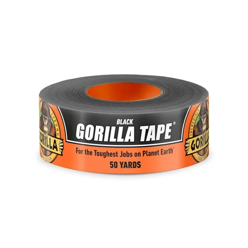 GORILLA Cinta adhesiva para conductos, cinta negra, 1.88 pulgadas x 50 yardas (paquete de 1) - Resistente para uso pesado y resistente a la