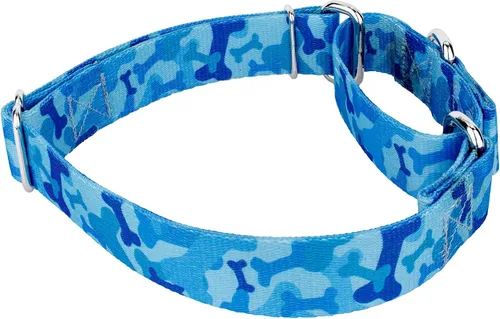 Vista 6 de Country Brook Petz - Collar de perro Martingala de camuflaje azul con diseño de camuflaje y diseños resistentes (1/2 pulgada, 2XS)
