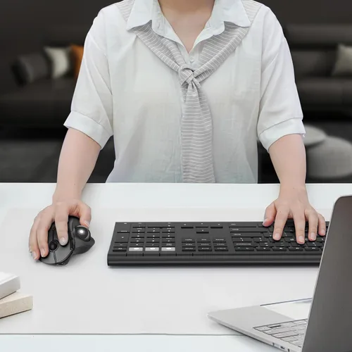 Vista 7 de seenda Ratón inalámbrico ergonómico de Trackball - Ratón Bluetooth Rollerball recargable, conexión de 3 dispositivos (Bluetooth/USB), mouse