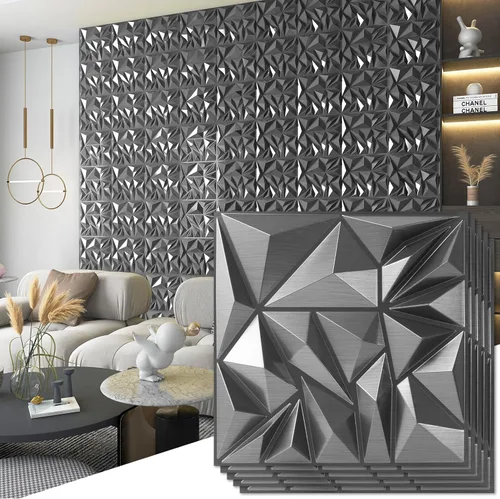 Vista 10 de Art3d Paquete de 33 paneles de pared 3D para decoración de pared interior, paneles de pared modernos con textura de diamante para juegos, sala