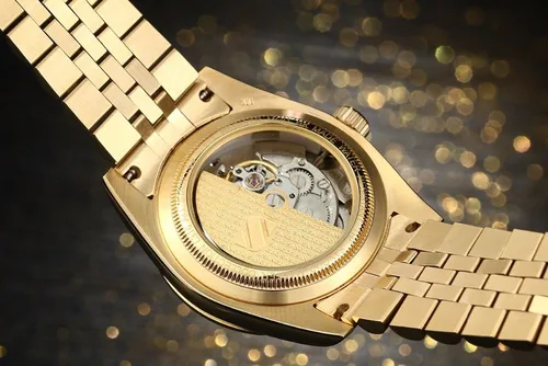 Vista 3 de Relojes de oro para hombre, relojes automáticos para hombre, correa de acero inoxidable, calendario, relojes mecánicos automáticos impermeables