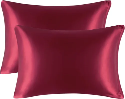 Vista 11 de PiccoCasa Fundas de almohada de satén de 85 GSM para cabello y piel, funda de almohada sedosa de lujo con cierre de cremallera, fundas de almohada
