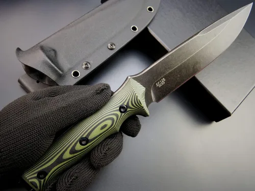 Vista 7 de Eafengrow EF128 Cuchillo de hoja fija DC53 Hoja de acero, mango G10 de dos tonos, cuchillo de hoja fija de espiga completa, cuchillo recto