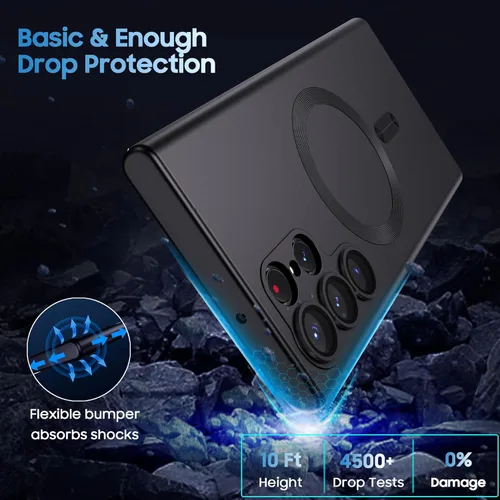 Vista 3 de MAKAVO Funda mate para Samsung Galaxy S22 Ultra, compatible con MagSafe, funda magnética delgada con protector de lente de cámara integrado, carcasa