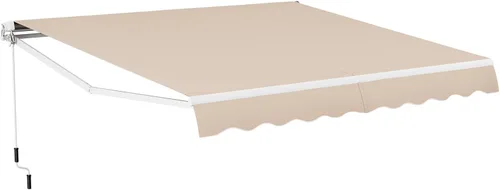 Vista 11 de Tangkula Toldo Retráctil de 8 x 6.6 Pies, Sombrilla de Aluminio para Patio con Manivela y Poliéster Resistente al Agua, Cubierta de Refugio de Toldo