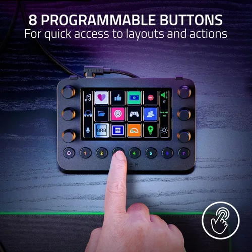 Vista 5 de Razer Controlador de transmisión teclado todo en uno para transmisión 12 teclas de conmutación háptica 6 diales analógicos táctiles 8 botones