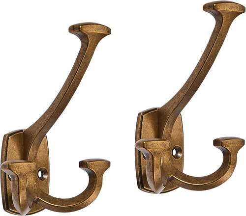 Vista 19 de Ganchos de Bronce Champán Grandes Montados en la Pared, Decorativos, de Acabado Sólido, de Doble Cara, Resistente, para Colgar Abrigos, Batas