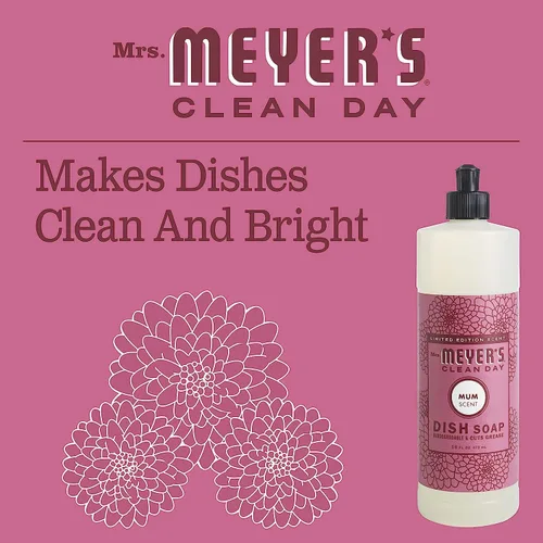 Vista 3 de Mrs. Meyer's Clean Day Variedad, 1 Jabón de manos líquido, 12.5 OZ, 1 Jabón líquido para platos, 16 OZ, 1 CT (Mum)