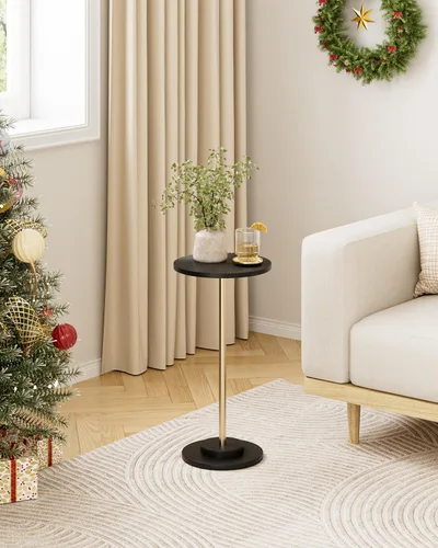 Vista 8 de Round Side Table, Small Drink Table for Small Spaces, Modern Accent End Table with Metal Leg for Living Room, Bedroom, Corners, and Office
