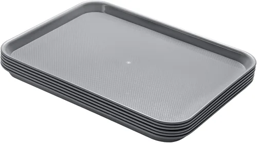 Vista 8 de Aebeky Bandejas de plástico para cafetería, bandejas de comida rápida, 13 x 17 pulgadas, juego de 6 (negro)