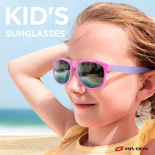 Vista 2 de RIVBOS RBK023 - Gafas de sol para niños y niñas, con protección UV, polarizadas, de goma, flexibles