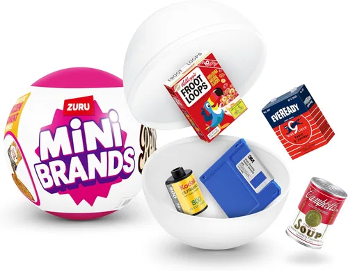 Mini Brands Cápsula individual retro con más de 60 mini's misteriosos para coleccionar, licencias reales, coleccionables raros, paquete ciego, a