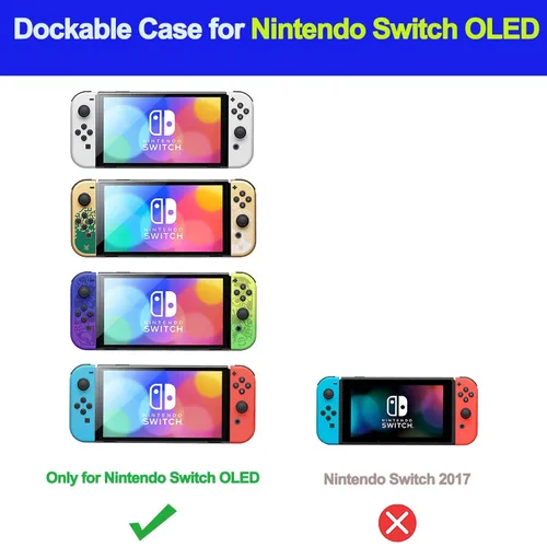 Vista 2 de COMCOOL Dockable Case for Nintendo Switch OLED - 9 FT Military Grade Drop Protection with Tempered Glass Screen Protector and Thumb Grips Protective