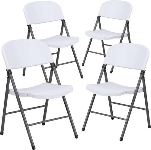 Vista 23 de Flash Furniture HERCULES Series Silla plegable de plástico negro con marco de carbón de 330 libras