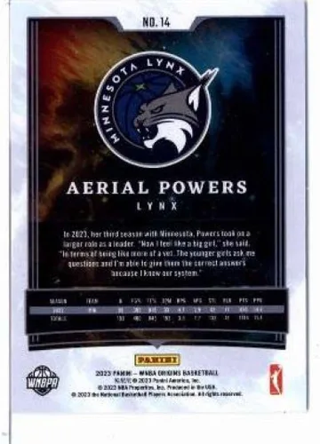 Vista 2 de 2023 Panini WNBA Origins Red #14 Aerial Powers Minnesota Lynx Official Basketball Trading Card