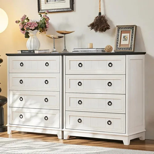 Vista 64 de Joaxswe Mesita de noche estilo granja de 18" con estación de carga, cómoda con mesa auxiliar de 2 cajones para dormitorio, mesita de noche de madera