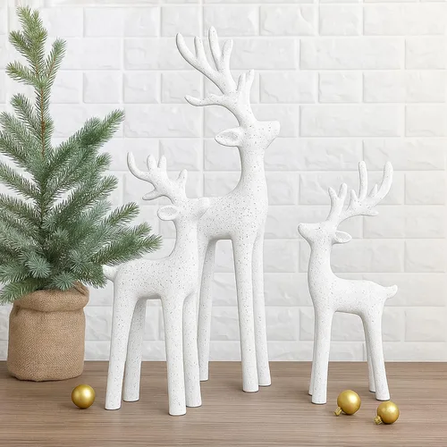 Vista 3 de 2 piezas de decoración moderna de Navidad Decoración neutral de renos de Navidad Estatuas de venado de resina Figuras de venado Estatuas de alce